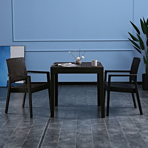 Silla de Ocio Moderna y Sencilla de Plástico Imitación Ratán con Reposabrazos para Balcón o <span class=keywords><strong>Terraza</strong></span> Exterior - Product Image 2