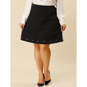 Jupe plissée taille haute pour femme, longueur genou, évasée, grande taille, style jean, très tendance - Product Image 3