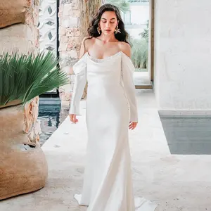 Женское свадебное платье с длинным рукавом