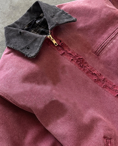 سترة عمل مخصصة من قماش الداك الثقيل المُعتَّق، مبطنة، بتصميم عتيق على طراز ديترويت، سترة للنجارين وعمال البناء - Product Image 3