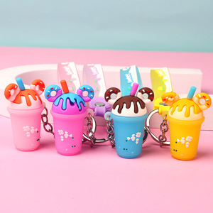可爱波霸奶茶杯钥匙扣 PVC 卡通耐用登山扣钥匙圈配件 - Product Image 5