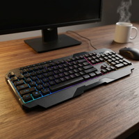 Clavier de jeu multimédia K558 pleine taille 104 touches, gravure laser, rétroéclairage LED arc-en-ciel, clavier de jeu filaire pour bureau, USB