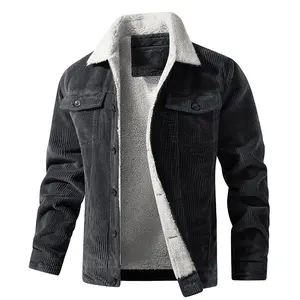 Chaqueta de pana para hombre de invierno 2022, venta al por mayor, cómoda chaqueta de camionero de PANA con forro de Sherpa personalizada