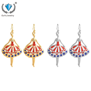 Pendientes de Moda, Pendientes Colgantes con Forma de Bailarina de Ballet, Pendientes Creativos de Color Rojo y Azul de Alta Calidad - Product Image 1
