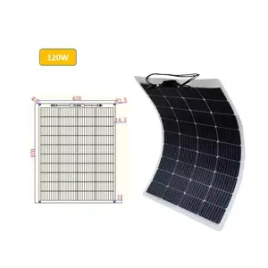 Hot Sale Single Crystal 120w Flexible Solar Panel Electricity Production Solar Power ETFE Laminated for Boats Roof RV Home use