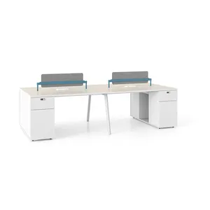 Modern Design Commerciële Meubelen Computer Werkstation Partities 4-persoons Kantoorpersoneel Tafel Bureau Wit Personeelsbureau