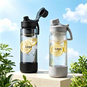 Modern Plastic <b>Water</b> <b>Bottle</b> with Tea Infuser Hinged Cap <b>Bpa</b> <b>Free</b> for Outdoor Hiking Camping Adults 800ml - Product Image 2