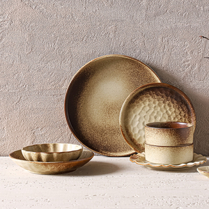 Service de table en céramique rétro avec bol, porcelaine haute température pour la maison, l'hôtellerie et la restauration - Product Image 1