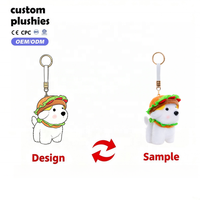 Porte-clés en peluche animalier Hamburger, mini chien, cochon, éléphant, husky, breloque de sac à dos en peluche, cadeau pour enfants, vente en gros, pendentif de sac personnalisé, décoration