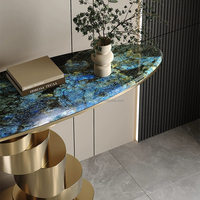 Console de salon de style moderne avec structure en acier inoxydable et plateau métallique – Meuble d'entrée unique pour villa, hôtel et appartement