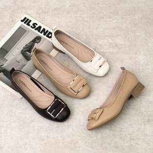 Nouvelles <span class=keywords><strong>ballerines</strong></span> décontractées pour le quotidien, automne 2025, style rétro français, bouche peu profonde, couleur <span class=keywords><strong>nude</strong></span>, dessus en PU, bride croisée, à enfiler, respirantes, en cuir - Product Image 2