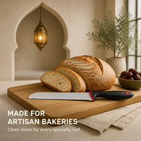 Commercieel broodmes, gekarteld, roestvrij staal, duurzaam handvat, bakkerijbenodigdheden, mes voor het snijden van platbrood, rechtstreeks van de fabriek