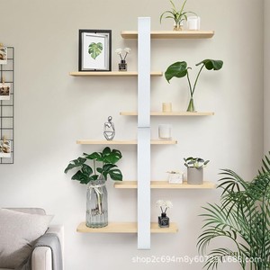 Wooden Wall Mounted <b>Shelf</b> 3 Tier Floating Bookshelf For Bedroom Plant Storage <b>Display</b> Rack Multipurpose Storage <b>Unit</b> - Product Image 1