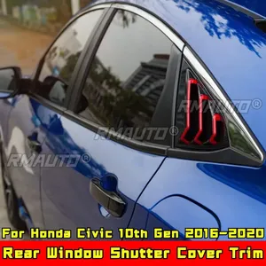 For Honda Civic 10th Gen 2016-2020 Body Kit Carbon Fiber Look Rear <b>Window</b> Side Vent Shutter Louver <b>Cover</b> Trim Car Accessories - Product Image 1