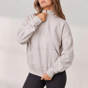 Sudadera con Capucha Personalizada de Felpa Francesa con Hombros Caídos, Sudadera con Media Cremallera para Mujer, Sudadera Holgada con Cierre de Cremallera - Product Image 5