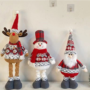 Figurine extensible de noël poupée de cerf mignon chapeau de père noël article d'affichage de poupée pour la décoration de fenêtre ornements d'intérieur de noël - Product Image 3