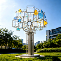 Lampada LED Pixel Cube Art Tree di Lianqiu, Illuminazione Paesaggistica con Telaio in Acciaio Inox 304, IP65 Impermeabile, Scultura da Esterno RGB Ra80 con Telecomando