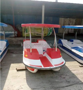 Bateau à pédales 4 places en fibre de verre pour loisirs et divertissements aquatiques d'été en extérieur, avec auvent et volant, respectueux de l'environnement - Product Image 2