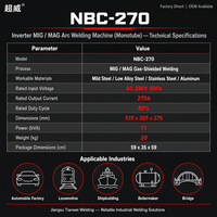 Machine à souder MIG MAG ARC NBC-270, soudeuse MIG monotube CO2 pour travaux de fabrication en acier