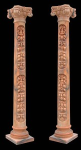 Colonnes Rondes Classiques en Marbre Rouge Rose Coucher de Soleil Naturel pour Projets de Villas et Hôtels - Product Image 2