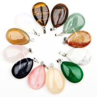 Pendentif Goutte Pierre Naturelle Couleurs Mixtes Cristal Turquoise Opale Œil-de-Tigre, Bijoux Collier Gemme