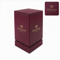 Boîte cadeau rigide en cuir PU marron de luxe avec logo estampé à chaud or, boîtes à vin rouge personnalisées avec insert en velours noir