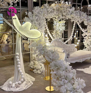 웨딩 플라워 아치 이벤트 행사 꽃 스탠드 구조 파티 무대 배경 장식에 대한 흰색 웨딩 아치 배경 - Product Image 5