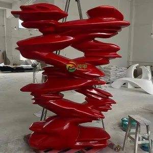 Scultura a spirale astratta in acciaio con decorazione moderna personalizzata in fabbrica