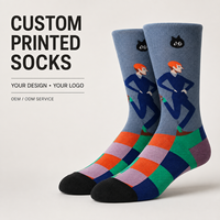 Chaussettes personnalisées OEM pour adultes, en polyester/nylon/coton/bambou/laine, absorbantes, sans couture, résistantes aux déchirures, imprimées à 360°
