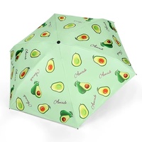 Reis Draagbaar Fruit Patroon Mobiele Telefoon Maat Mini 5 Vouw Paraplu Uv Bescherming Waterdichte Paraplu Aangepaste Logo Doos