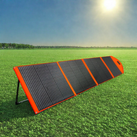SMUXI Chargeur Solaire Portable Pliable 4 Panneaux 200W/20V Silicium Monocristallin Noir+Orange Efficacité 21% pour Camping-Car Extérieur