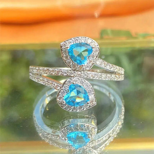Anello a Doppio Cuore per Donne, Gioielli Romantici e Dolci, Vendita all'Ingrosso - Product Image 2