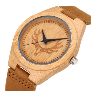 Reloj de Madera Natural Clásico de Lujo con Motivo de Cabeza de Alce, Reloj de Madera para Hombre - Product Image 3