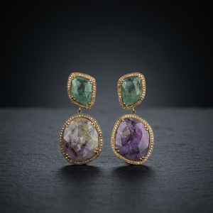 Boucles d'oreilles de luxe plaquées or 18 carats avec diamants naturels, rubis et émeraudes, pour homme et femme, idéales pour les fiançailles, les mariages et les cadeaux de fête - Product Image 3