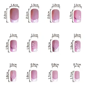 Medium Coffin French Nail Art Gel 2024 Appuyez sur les faux ongles en acrylique pour fille