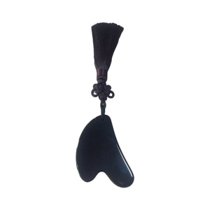 Cadeau promotionnel pour femmes : Gua Sha en jade naturel et obsidienne avec pendentif à pompon pour le visage - Product Image 3