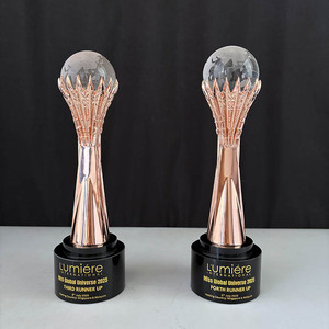 Gold Silver Bronze Resin <strong>Globe</strong> <strong>Golf</strong> Football <strong>Ball</strong> Event Crystal Trophy Award MH-J0746 - Product Image 6