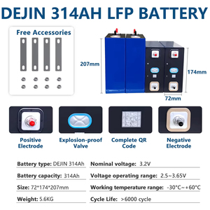 Batería Recargable de Fosfato de Litio DEJIN 314Ah Grado A, Batería de Litio para Viajes, Campamentos Solares, Celdas de 12v 24v 48V - Product Image 2