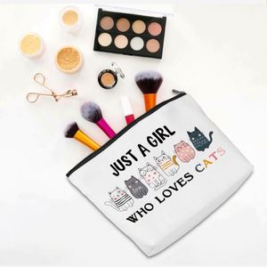 Divertida Bolsa de Maquillaje con Diseño de Gato, Regalos para Amantes de los Gatos, Bolsa de Cosméticos de Lona con Logotipo Personalizado, Bolsa de Aseo con Cierre para Niñas - Product Image 3