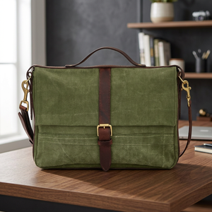 Modern Luxury <b>Fancy</b> Laptop Bag Exclusive Canvas Fabric Oil Waxed Leather Work Portable Made Exclusively for Laptop Carrying - Product Image 3