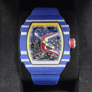 <span class=keywords><strong>2026</strong></span> Yeni Versiyon V4 G6702 Saat Üstün Kalite Özel Mekanizma 7 Saat Konumunda Çalışan Mavi Karbon Fiber Premium Entegre Kasa Saat - Product Image 1