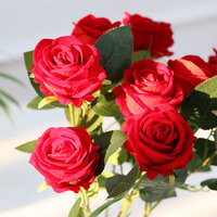 Haute Qualité Saint Valentin Cadeau Velours Artificiel Soie Rouge Pour Toujours Longue Durée Unique Tige Rose Fleur