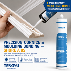 Adhésif acrylique liquide blanc sans solvant à base d'eau pour la construction, <span class=keywords><strong>cartouche</strong></span> <span class=keywords><strong>de</strong></span> 300 ml pour plinthes et panneaux muraux - Product Image 4