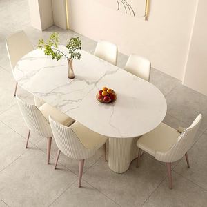 Mesa de Centro de Estilo Francés de Dubái, Mesa de Centro de Lujo Moderno Estilo Wabi-Sabi, Mesa Ovalada Pequeña para Familia - Product Image 2
