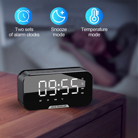 Speaker 3W Bt 5.3 dengan Jam Alarm, Radio FM, Penyangga Ponsel & Layar Temperatur - Pemutar Musik Portabel Multi-Fungsi