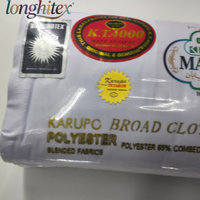 Harga pabrik Longhitex 90% poliester 10% katun Tc kain Poplin 36 "putih 186 Karubo Kurapo Tetalon setelan baju anak laki-laki