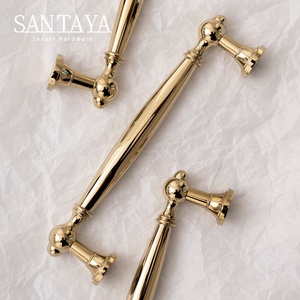 Kenop Lemari Dapur Santaya Brass Furniture Handles PVD <span class=keywords><strong>Gold</strong></span>, Gagang Lemari Tembaga Padat Mewah, Kenop Laci Lemari Pakaian - Product Image 3