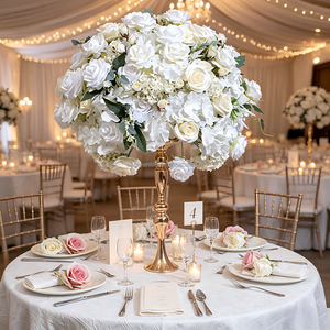 Boule de fleurs artificielles en gros, centre de table en roses rouges, boules de fleurs de roses pour mariage, fête, décoration de la maison - Product Image 1