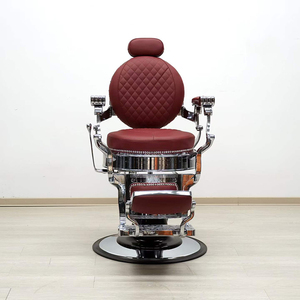 Poltrona da Barbiere di Lusso con Telaio Argento, Sedia Girevole Idraulica Moderna e Regolabile per Salone di Bellezza - Product Image 6