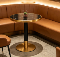Tables rondes et carrées en pierre frittée en acier inoxydable Mobilier minimaliste de luxe léger pour hôtels, restaurants, salons de thé